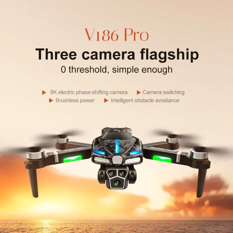 Drone Camera With Gimbal - Novo v186 pro drone profissional motor